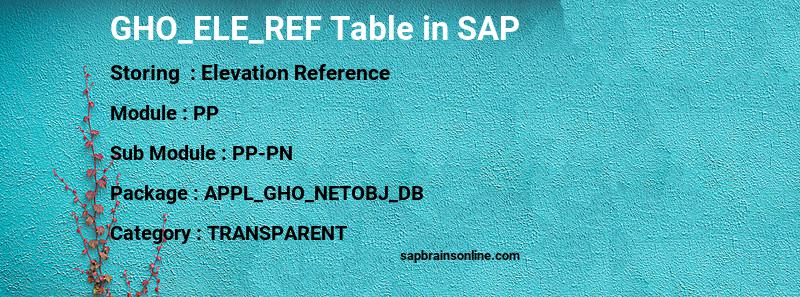 SAP GHO_ELE_REF table