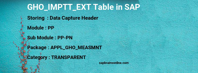 SAP GHO_IMPTT_EXT table