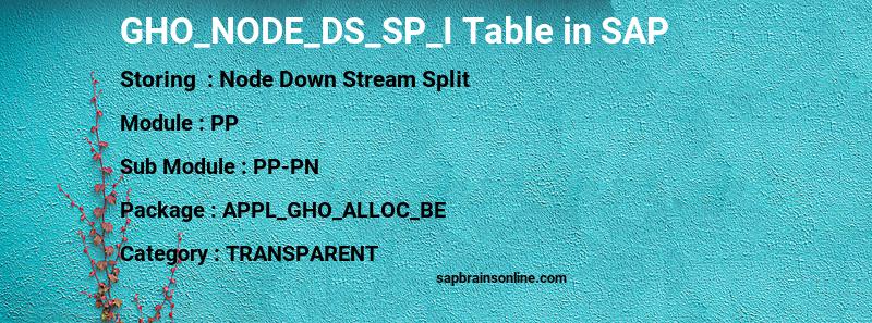 SAP GHO_NODE_DS_SP_I table