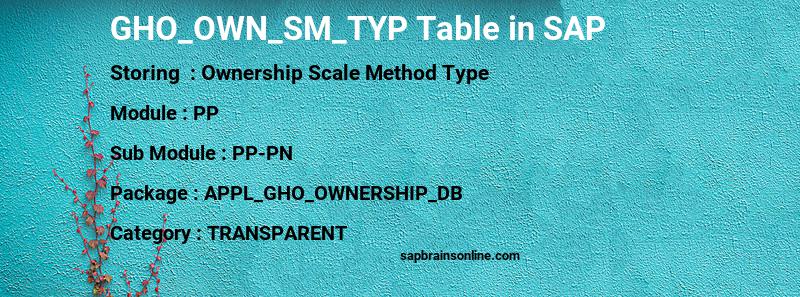 SAP GHO_OWN_SM_TYP table