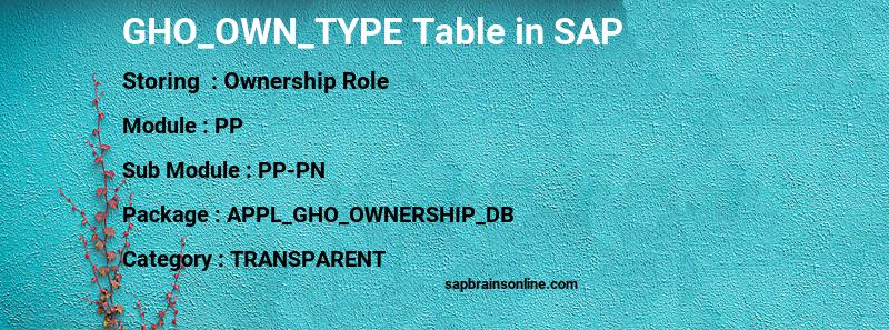 SAP GHO_OWN_TYPE table