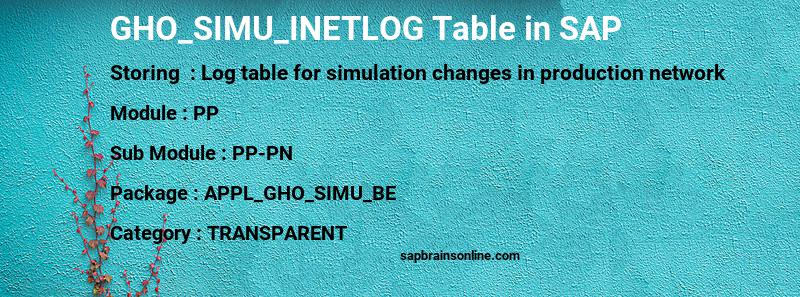 SAP GHO_SIMU_INETLOG table