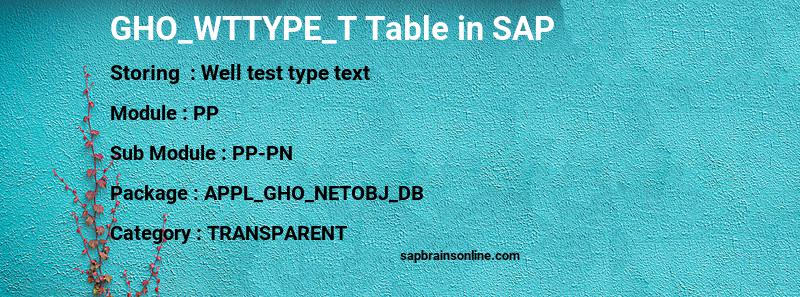 SAP GHO_WTTYPE_T table