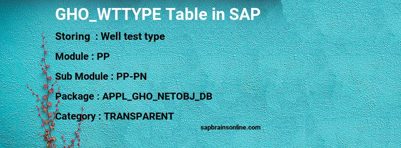SAP GHO_WTTYPE table