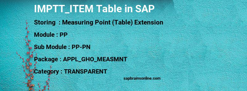 SAP IMPTT_ITEM table