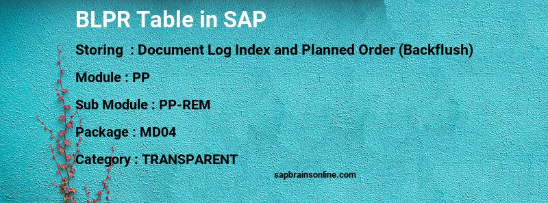 SAP BLPR table