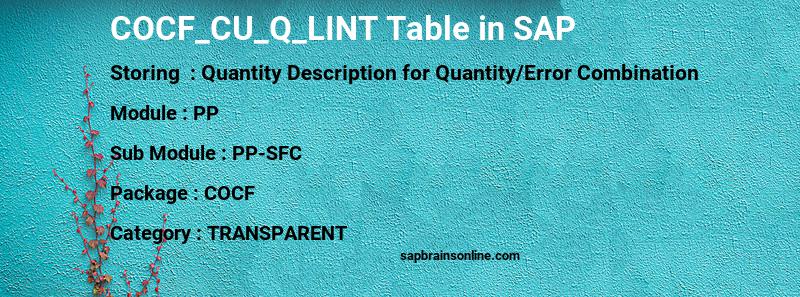 SAP COCF_CU_Q_LINT table