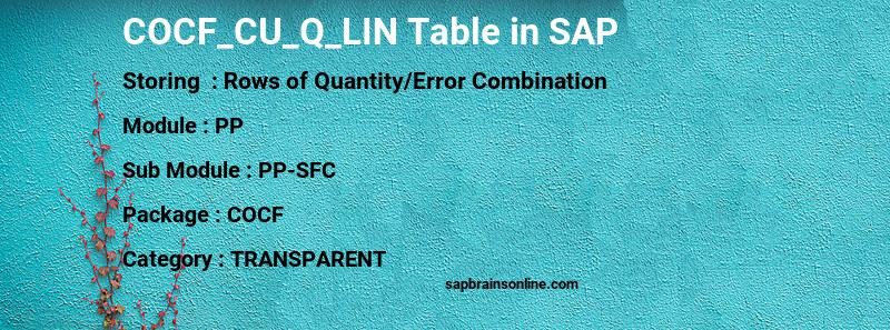 SAP COCF_CU_Q_LIN table