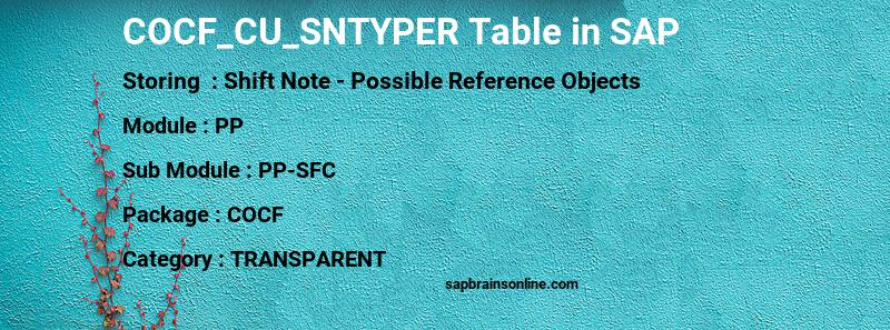 SAP COCF_CU_SNTYPER table