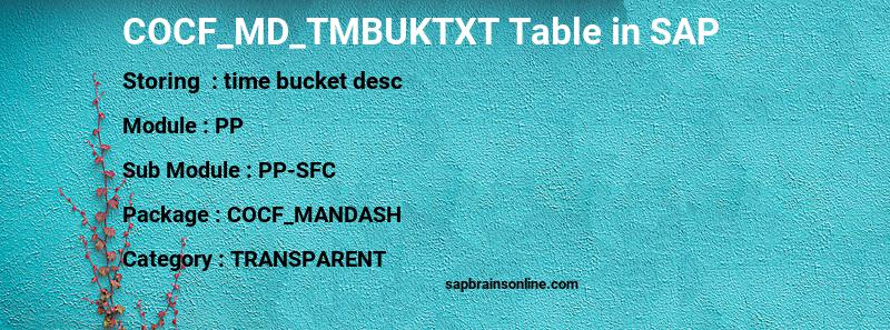 SAP COCF_MD_TMBUKTXT table