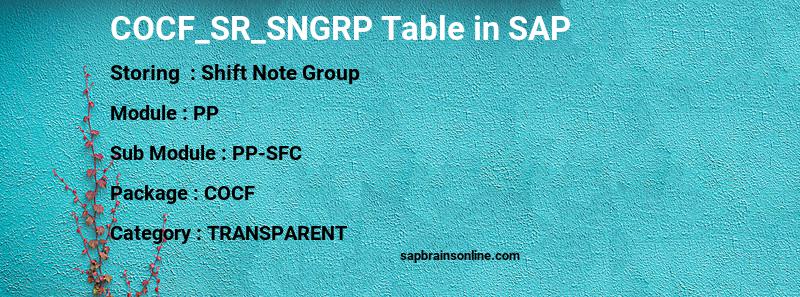 SAP COCF_SR_SNGRP table