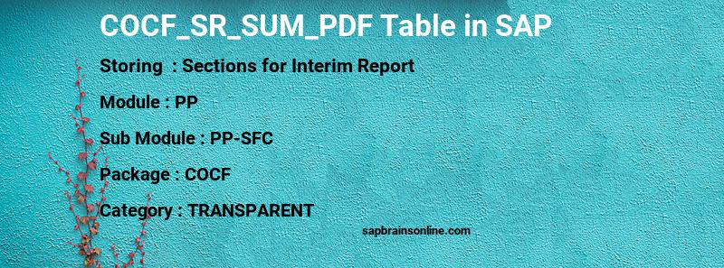 SAP COCF_SR_SUM_PDF table