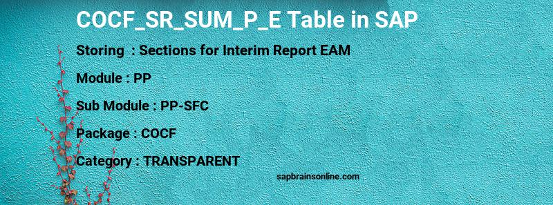 SAP COCF_SR_SUM_P_E table