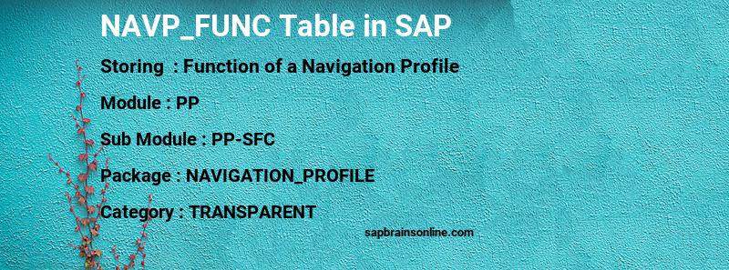 SAP NAVP_FUNC table