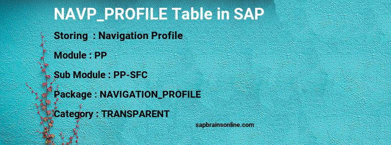 SAP NAVP_PROFILE table
