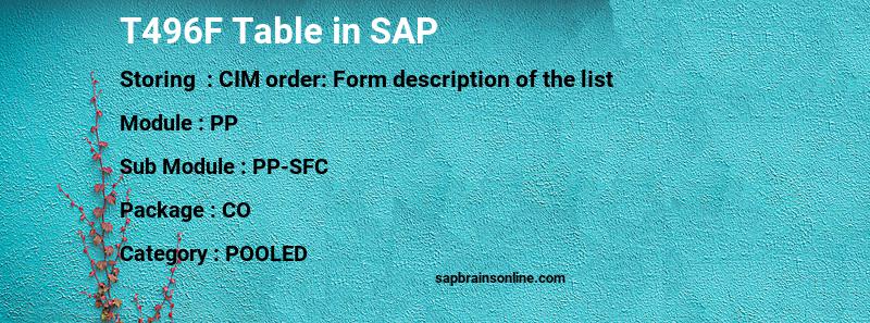 SAP T496F table