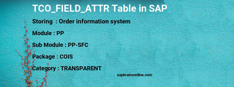 SAP TCO_FIELD_ATTR table