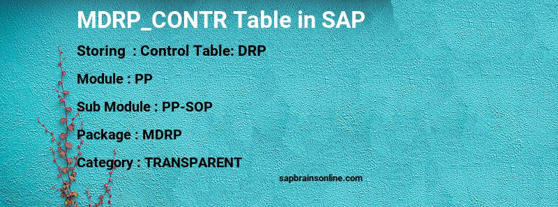 SAP MDRP_CONTR table
