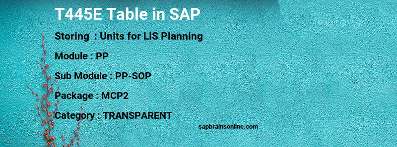 SAP T445E table