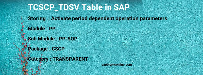 SAP TCSCP_TDSV table