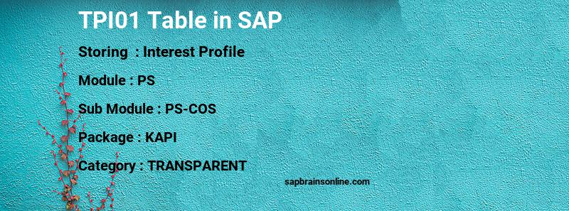 SAP TPI01 table