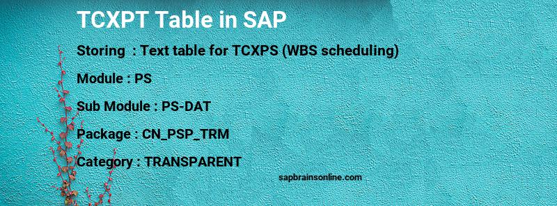 SAP TCXPT table