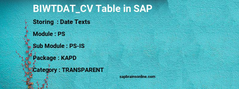 SAP BIWTDAT_CV table