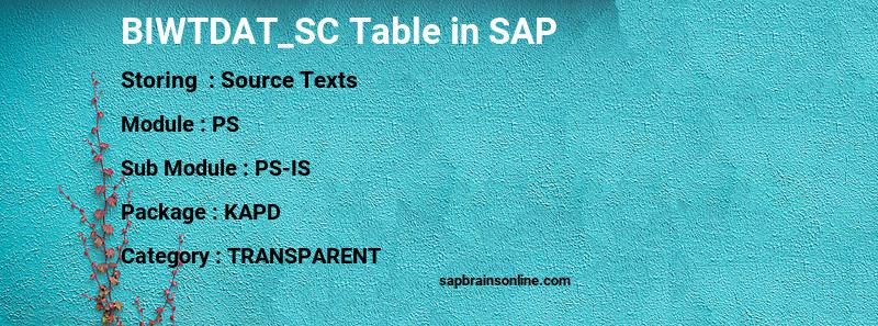 SAP BIWTDAT_SC table