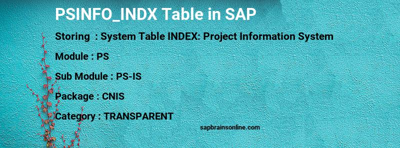 SAP PSINFO_INDX table