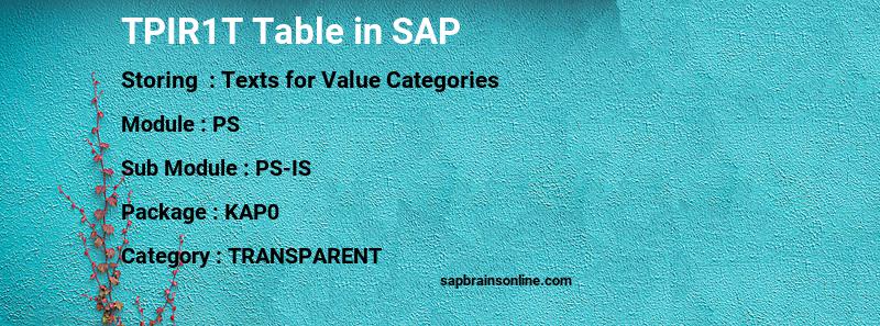 SAP TPIR1T table