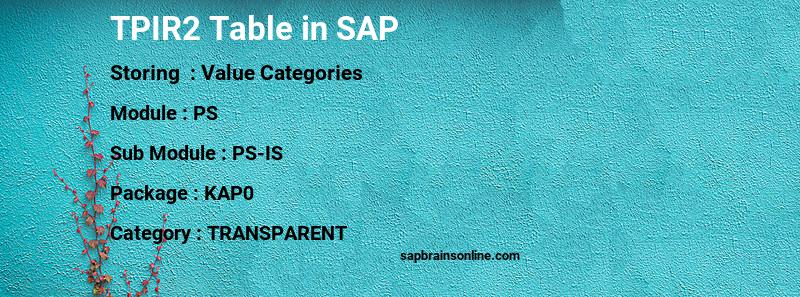 SAP TPIR2 table
