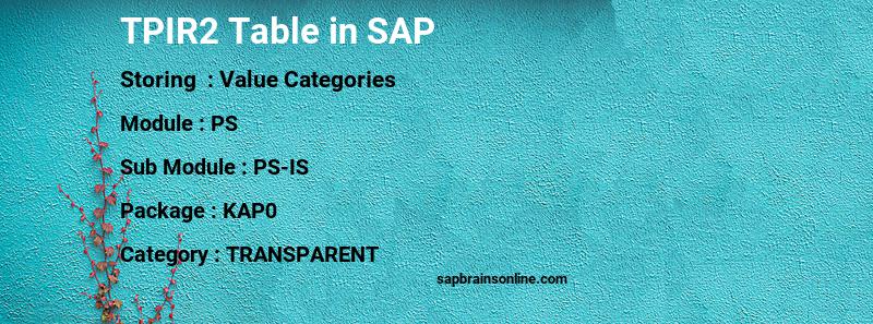 SAP TPIR2 table