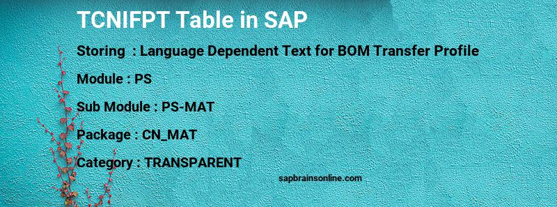SAP TCNIFPT table