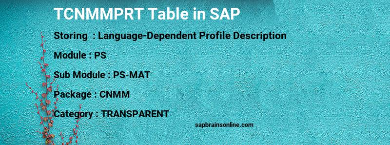 SAP TCNMMPRT table