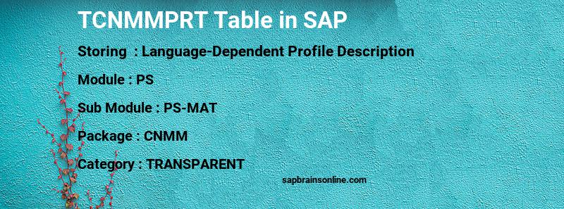 SAP TCNMMPRT table
