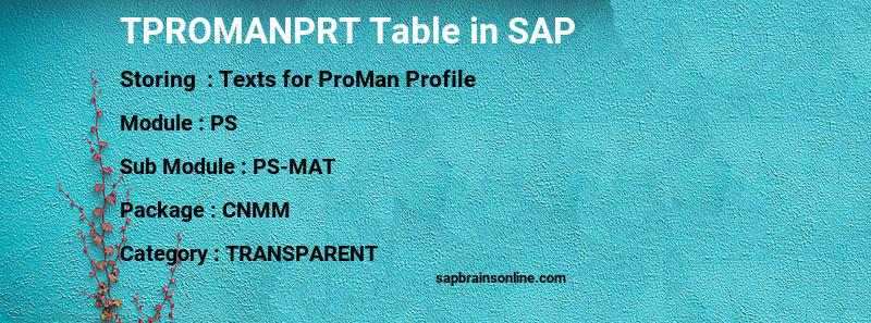 SAP TPROMANPRT table