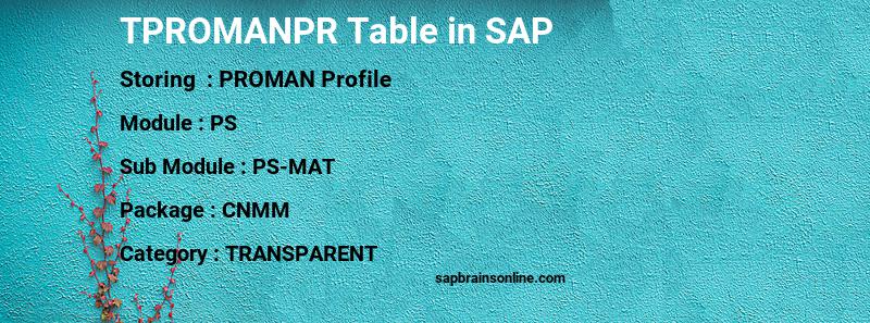 SAP TPROMANPR table