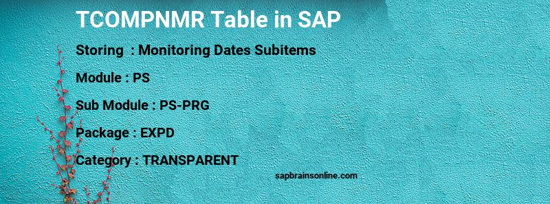 SAP TCOMPNMR table