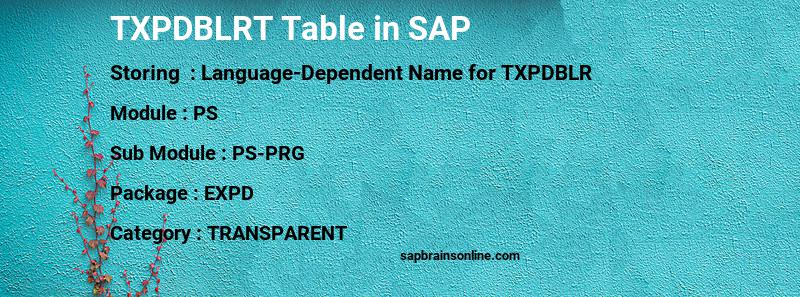 SAP TXPDBLRT table