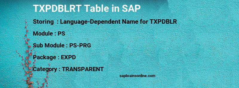 SAP TXPDBLRT table