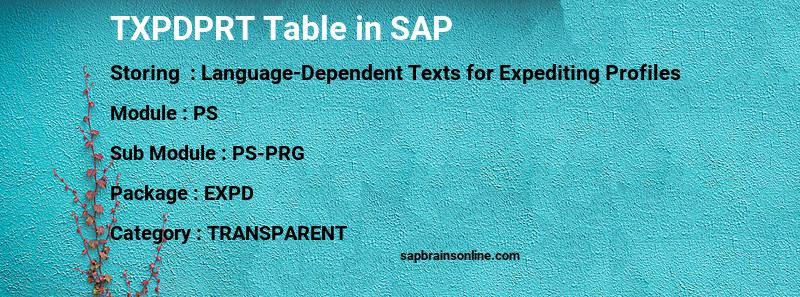 SAP TXPDPRT table