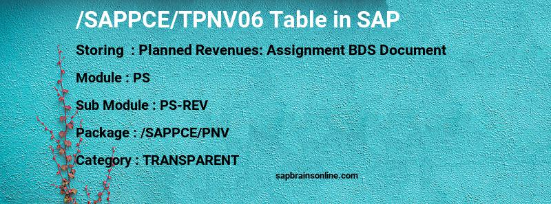 SAP /SAPPCE/TPNV06 table