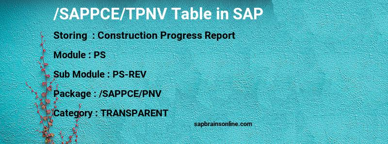 SAP /SAPPCE/TPNV table