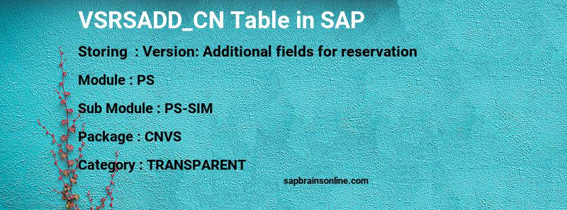 SAP VSRSADD_CN table