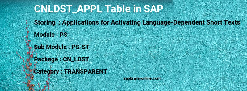 SAP CNLDST_APPL table