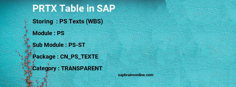 SAP PRTX table