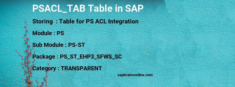 SAP PSACL_TAB table