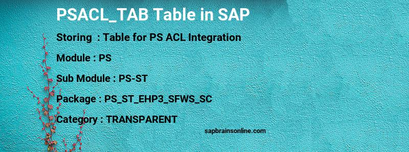 SAP PSACL_TAB table