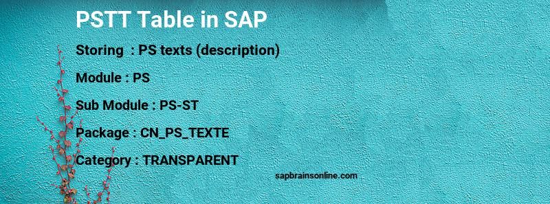 SAP PSTT table