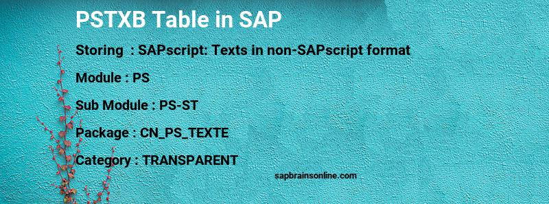 SAP PSTXB table